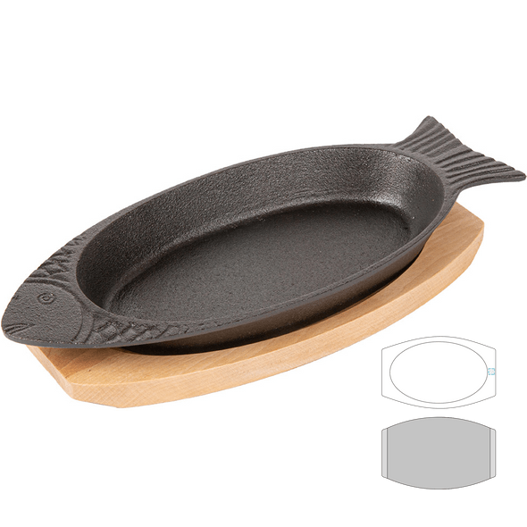 Fish Plate with Black Iron Wood Base
